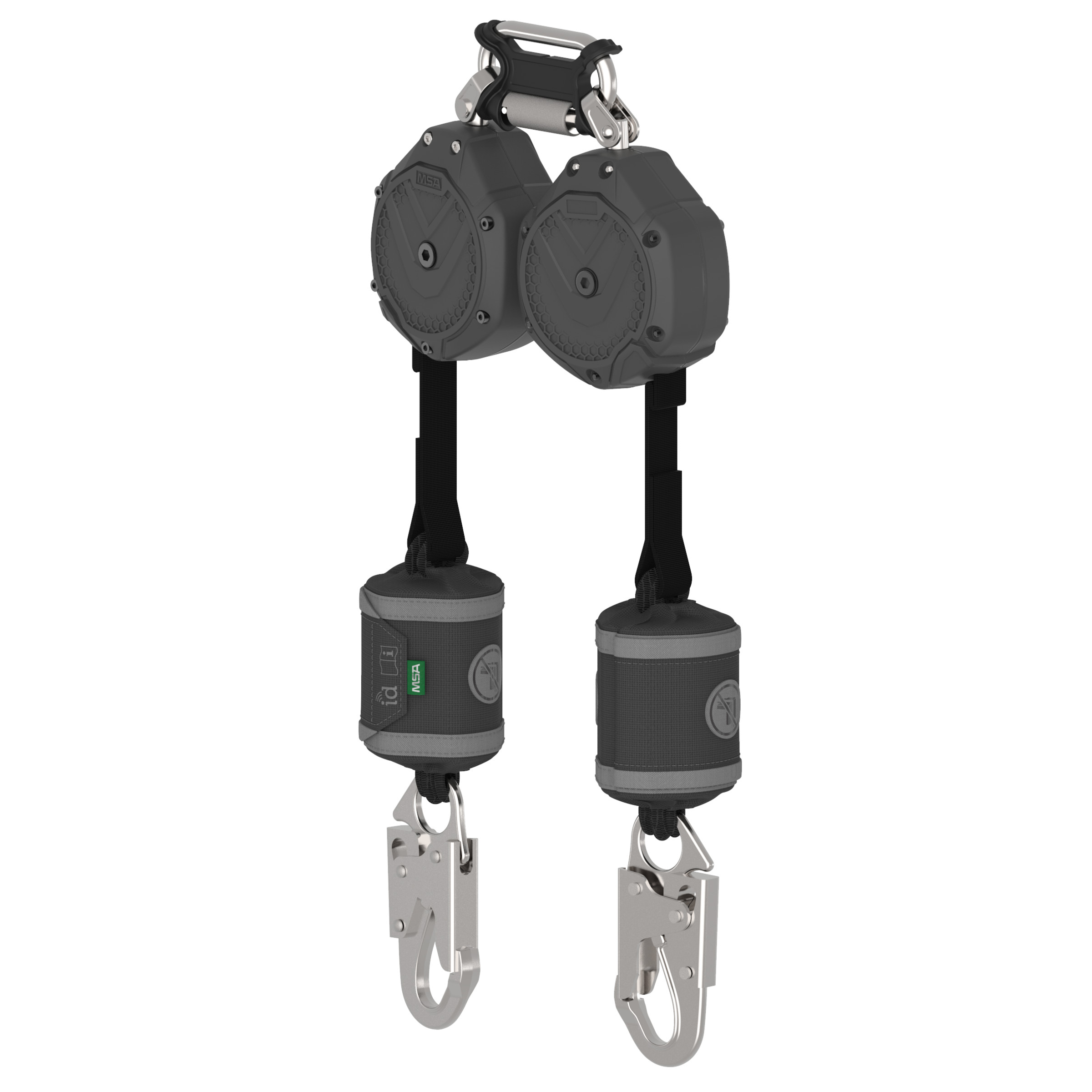 V-SHOCK PFL, 6', twin-leg, 36C snaphooks, twin link triple action carabiner (top), ANSI Z359.14